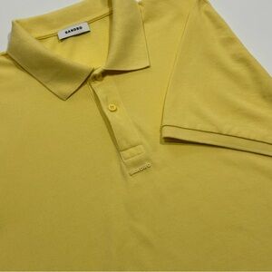 Sandro Paris Mens Spellout Logo Short Sleeve Polo Shirt Yellow Size XL